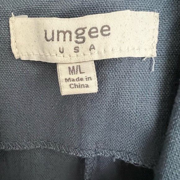 Umgee Boho Blue Kimono Wide Stripe Bottom Natural Fringe Trim Lapel Cardigan M/L - Picture 6 of 8